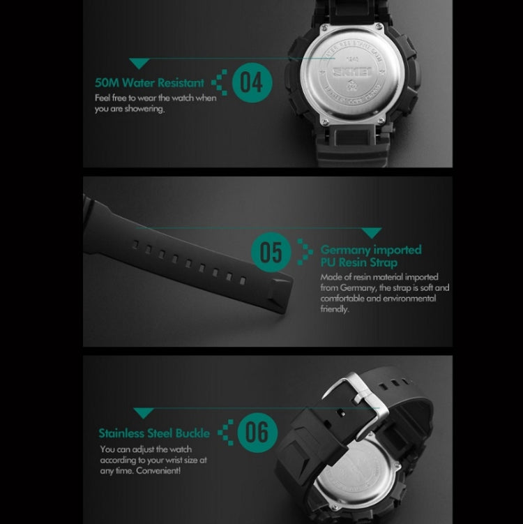 SKMEI 1243 Men Sports Watch Outdoor Waterproof Digital Watch(Golden) - Leather Strap Watches by SKMEI | Online Shopping UK | buy2fix