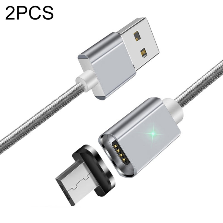 2 PCS ESSAGER Smartphone Fast Charging and Data Transmission Magnetic Cable with Micro USB Magnetic Head, Cable Length: 1m(Silver) - Mobile Accessories by buy2fix | Online Shopping UK | buy2fix