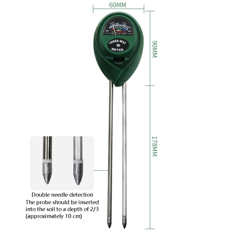 3 In 1 Soil Detector PH Value Light Intensity Test Pen Round Head Soil Dry Moisture Meter - Consumer Electronics by buy2fix | Online Shopping UK | buy2fix