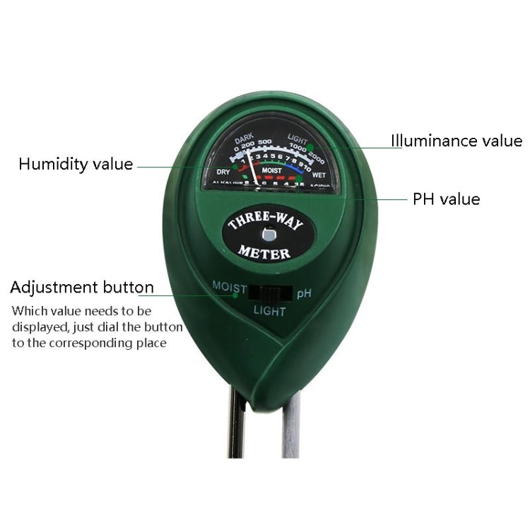 3 In 1 Soil Detector PH Value Light Intensity Test Pen Round Head Soil Dry Moisture Meter - Consumer Electronics by buy2fix | Online Shopping UK | buy2fix