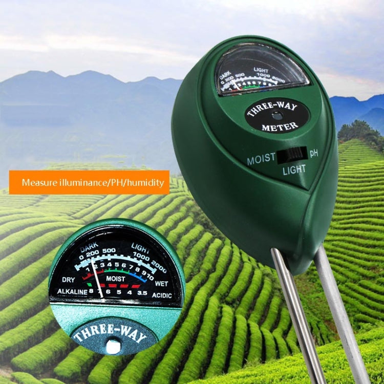 3 In 1 Soil Detector PH Value Light Intensity Test Pen Round Head Soil Dry Moisture Meter - Consumer Electronics by buy2fix | Online Shopping UK | buy2fix