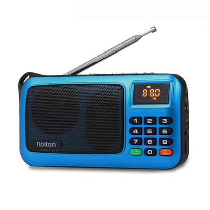 Rolton W405 Portable Mini FM Radio TF Card USB Receiver Music Player with LED Display(Blue) - Radio Player by Rolton | Online Shopping UK | buy2fix