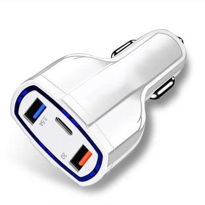 2 PCS QC3.0 Fast Charge Car Charger 3.5A Dual USB With Type-C Interface Output Car Charger(White) - In Car by buy2fix | Online Shopping UK | buy2fix