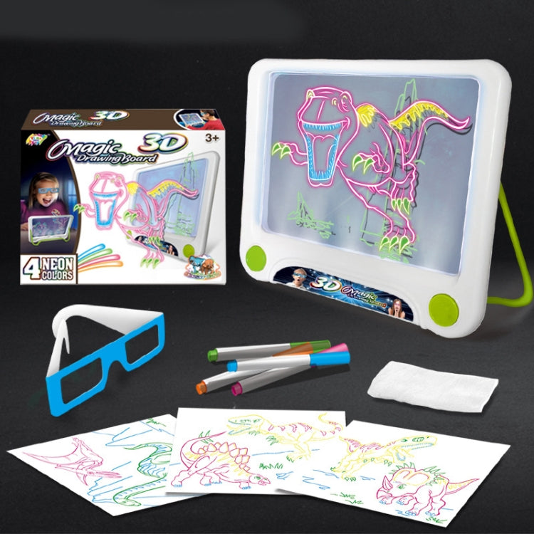 3D Fluorescent Drawing Board Magic Luminous Three-Dimensional Writing Board Graffiti Board Lighting Puzzle Children Drawing Board,Style: Drawing Screen (Dinosaur Version) -  by buy2fix | Online Shopping UK | buy2fix