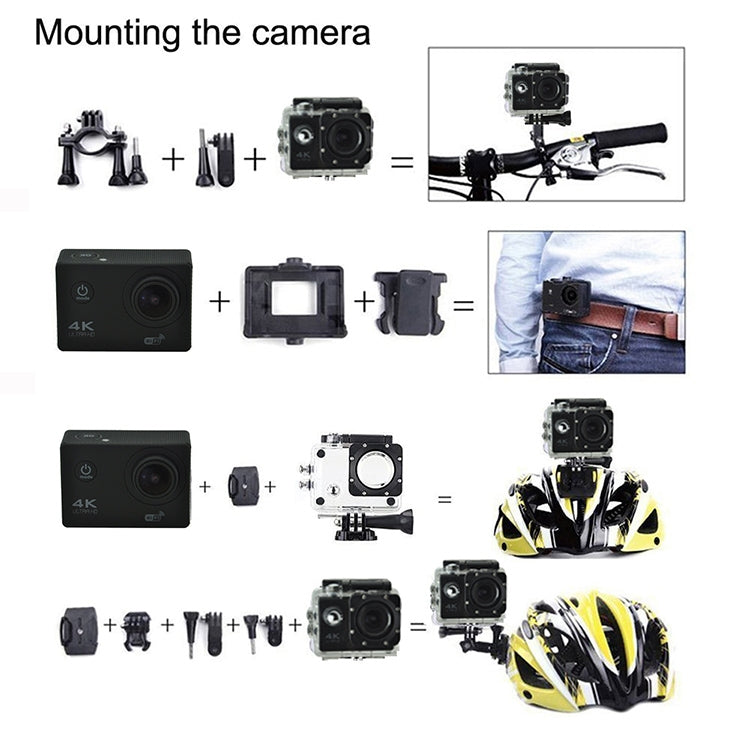 WIFI Waterproof Action Camera Cycling 4K camera Ultra Diving  60PFS kamera Helmet bicycle Cam underwater Sports 1080P Camera(Pink) - Consumer Electronics by buy2fix | Online Shopping UK | buy2fix