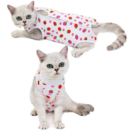 Female Cat Breathable And Anti-Licking Sterilization Clothing, Size: S(Strawberry) - Home & Garden by buy2fix | Online Shopping UK | buy2fix