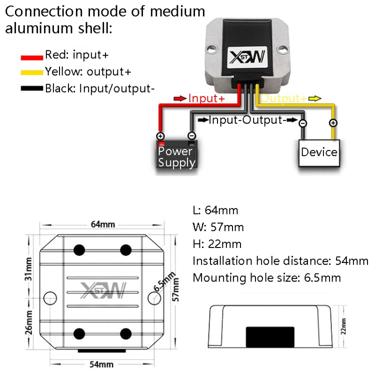 XWST DC 12/24V To 5V Converter Step-Down Vehicle Power Module, Specification: 12/24V To 5V 5A Medium Aluminum Shell -  by buy2fix | Online Shopping UK | buy2fix