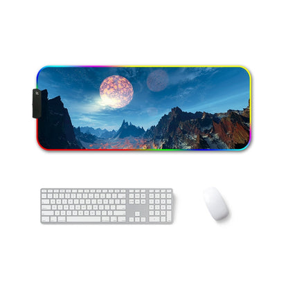 260x390x3mm F-01 Rubber Thermal Transfer RGB Luminous Non-Slip Mouse Pad(Snow Peak) - Mouse Pads by buy2fix | Online Shopping UK | buy2fix