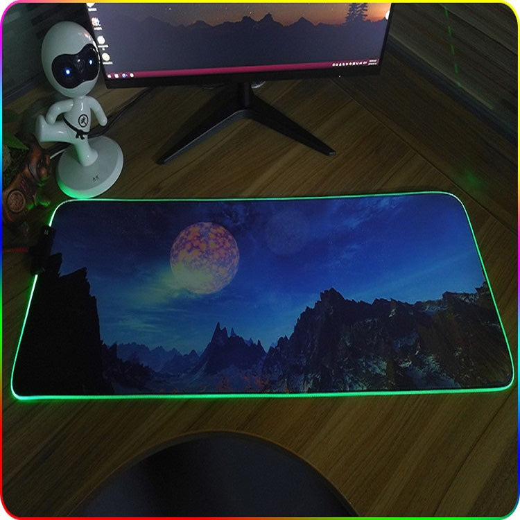 350x900x4mm F-01 Rubber Thermal Transfer RGB Luminous Non-Slip Mouse Pad(Glasses Cat) - Mouse Pads by buy2fix | Online Shopping UK | buy2fix