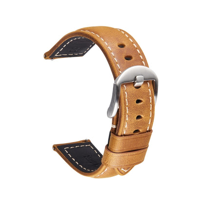 Quick Release Watch Band Crazy Horse Leather Retro Watch Band For Samsung Huawei,Size: 20mm (Light Brown Silver Buckle) - Watch Bands by buy2fix | Online Shopping UK | buy2fix