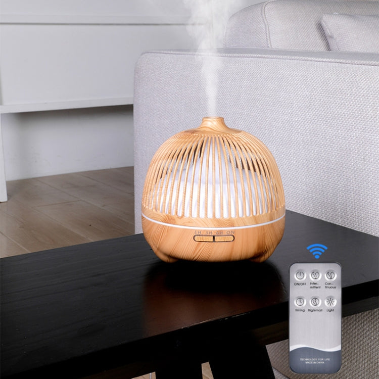 Bird Cage Wood Graphic Aromatherapy Machine Ultrasonic Smart Home Colorful Night Light Hollow Humidifier, Product specifications: EU Plug(Light Wood Pattern) - Home & Garden by buy2fix | Online Shopping UK | buy2fix