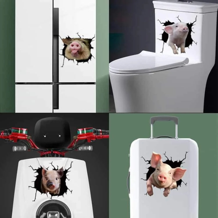 6 PCS Animal Wall Stickers Pig Hoisting Car Window Static Stickers(Pig 07) - In Car by buy2fix | Online Shopping UK | buy2fix