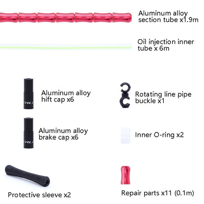 TRLREQ Mountain Road Bicycle Aluminum Alloy Brake Outer Tube Oil-Filled Fish Bone Line Tube, Colour: Red - Outdoor & Sports by buy2fix | Online Shopping UK | buy2fix
