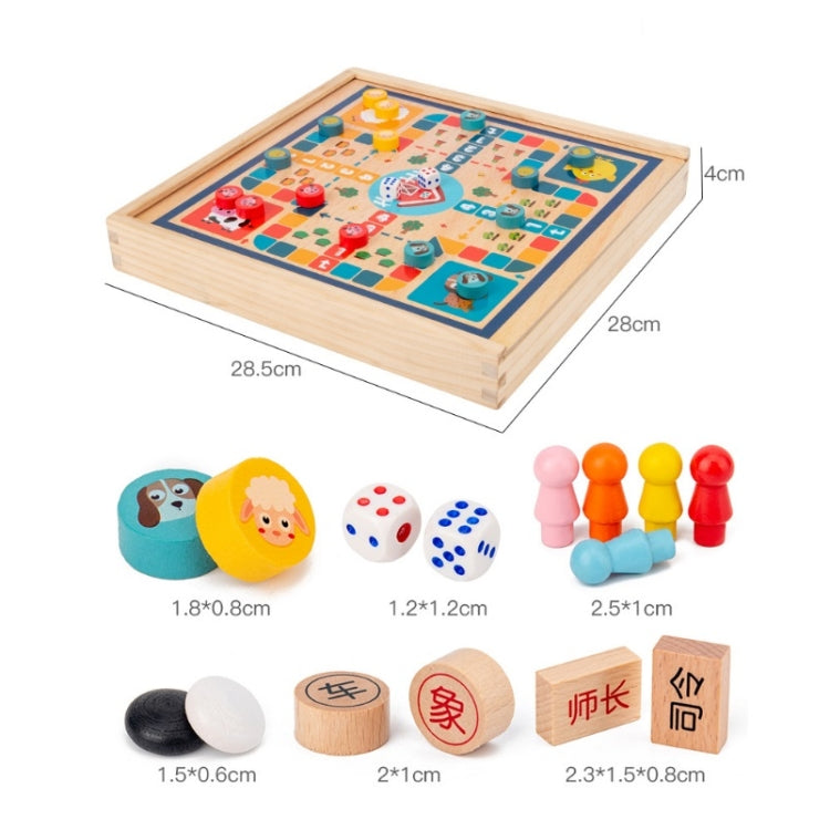 Children Wooden Multifunctional Parent-Child Interactive Puzzle Board Toy, Set Specification: 2 In 1 Hocker + Flying Chess - Table Games by buy2fix | Online Shopping UK | buy2fix
