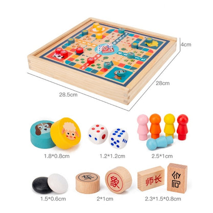 Children Wooden Multifunctional Parent-Child Interactive Puzzle Board Toy, Set Specification: 4 In 1 Chess - Table Games by buy2fix | Online Shopping UK | buy2fix