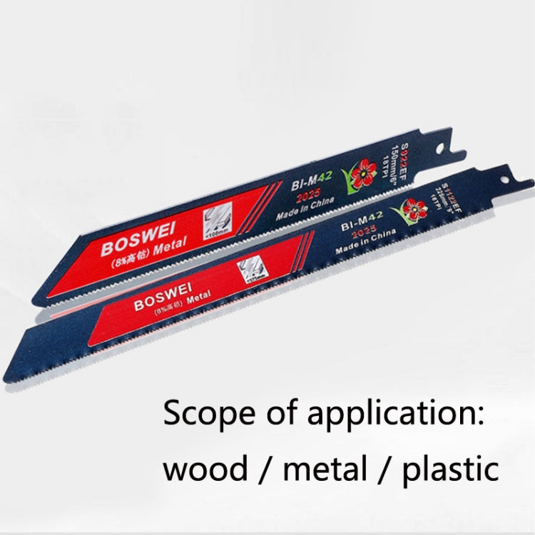 S1222BF BOSWEI Hardcore Reciprocating Saw Strip Fine Teeth Saber Saw Blade Metal Plastic Wood Bimetal Curve Saw Blade - Electric Saws & Accessories by BOSWEI | Online Shopping UK | buy2fix