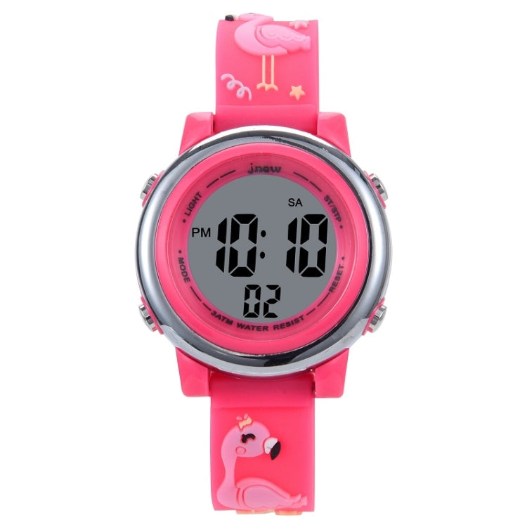 JNEW A380-86576 Student Cartoon Flamingo Waterproof Luminous Multifunction LED Electronic Watch(Rose Red) - Cartoon Watches by JNEW | Online Shopping UK | buy2fix