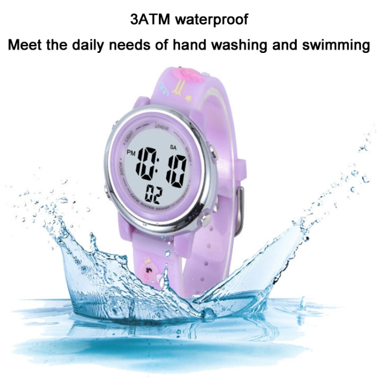 JNEW A380-86576 Student Cartoon Flamingo Waterproof Luminous Multifunction LED Electronic Watch(Rose Red) - Cartoon Watches by JNEW | Online Shopping UK | buy2fix