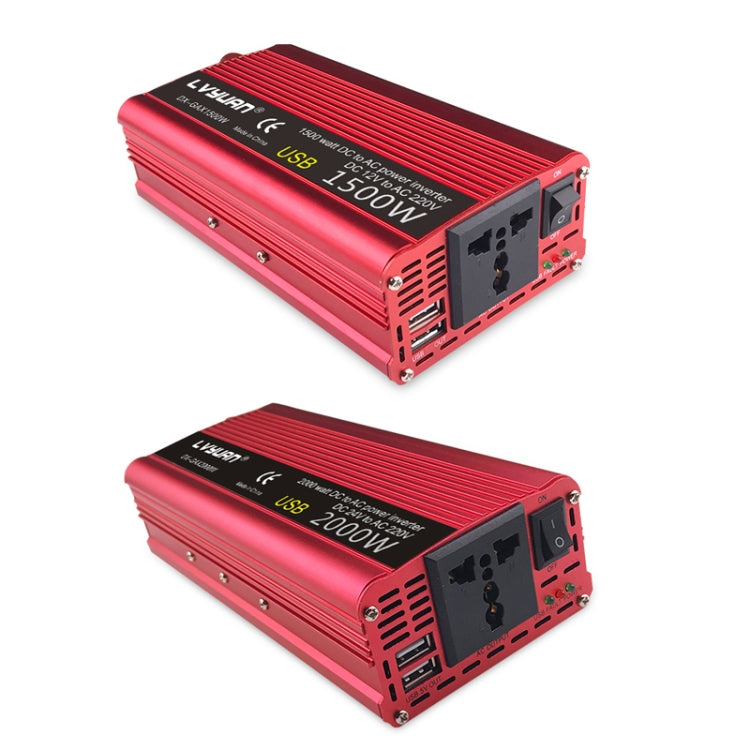 LVYUAN Car Inverter Dual USB Power Converter, Specification: 12V to 220V 1500W UK Plug - In Car by LVYUAN | Online Shopping UK | buy2fix