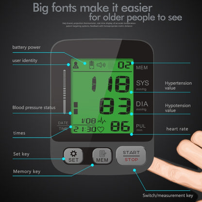 JZ-256A Tri-Color Backlight Automatic Upper Arm Sphygmomanometer Home Electronic Sphygmomanometer, Specification: 22-42cm(Voice Broadcast) - Sphygmomanometer by buy2fix | Online Shopping UK | buy2fix