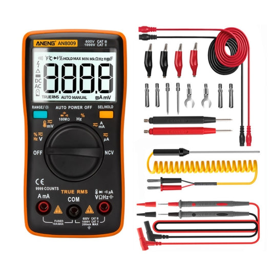 ANENG AN8009 NVC Digital Display Multimeter, Specification: Standard with Cable(Orange) - Current & Voltage Tester by ANENG | Online Shopping UK | buy2fix