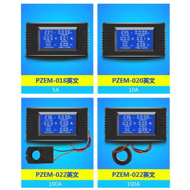 Peacefair English Version Multifunctional AC Digital Display Power Monitor, 100A (Closed CT) - Consumer Electronics by Peacefair | Online Shopping UK | buy2fix