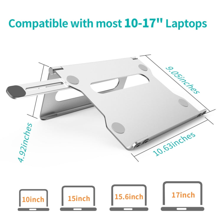 Aluminum Alloy Laptop Bracket Folding Tablet Notebook Cooling Bracket(Silver) - Computer & Networking by buy2fix | Online Shopping UK | buy2fix