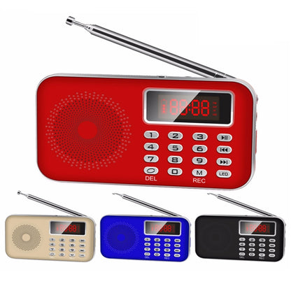 Y-619  FM/AM Mini Radio MP3 Rechargeable Music Player Support TF/SD Card with LED Display(Gold) - Radio Player by buy2fix | Online Shopping UK | buy2fix