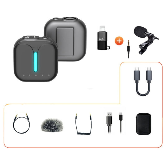 Outdoor Professional Noise-cancelling Wireless Lavalier Microphone Type-C+Apple Adapter+External Microphone - Consumer Electronics by elebest | Online Shopping UK | buy2fix