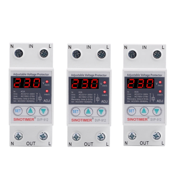 SINOTIMER SVP-912 Adjustable Self-resetting Intelligent Under-voltage Protector, Current: 63A - Consumer Electronics by SINOTIMER | Online Shopping UK | buy2fix