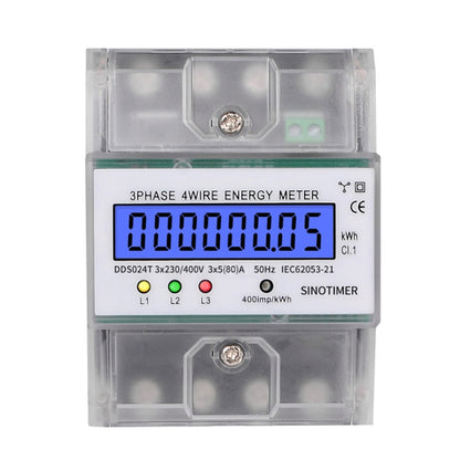SINOTIMER Three-Phase Backlight Display Electricity Meter 5-100A 400V(DDS024T Transparent Shell) - Consumer Electronics by SINOTIMER | Online Shopping UK | buy2fix