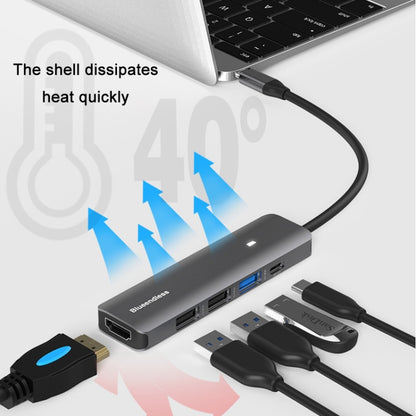 Blueendless Type-C+USB 3.0/2.0+HDMI4K HUB, Specification: 7 in 1 - Computer & Networking by Blueendless | Online Shopping UK | buy2fix