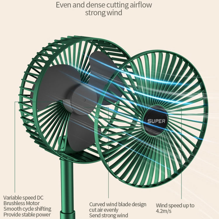 Portable Folding Fan  Retractable Floor Standing Fan,Style: Rechargeable (Green) - Consumer Electronics by buy2fix | Online Shopping UK | buy2fix