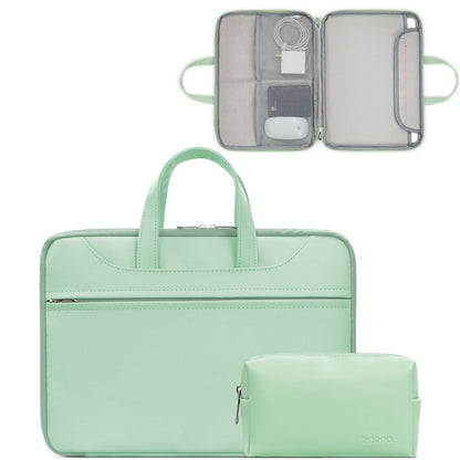 Baona BN-Q006 PU Leather Full Opening Laptop Handbag For 15/15.6/16 inches(Mint Green+Power Bag) - 15.6 - 17 inch by Baona | Online Shopping UK | buy2fix