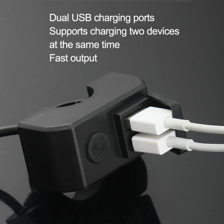 Motorcycle Dual USB Mobile Phone Charger 5V 3A Fast Charging(Black) - In Car by buy2fix | Online Shopping UK | buy2fix