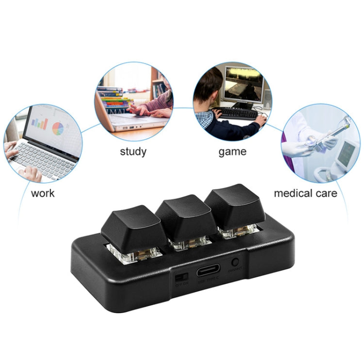 MK321 3 Keys Custom Keys Game Office PS Clip Macro Programming Keypad, Cable Length: 1.5m(Black) - Wired Keyboard by buy2fix | Online Shopping UK | buy2fix