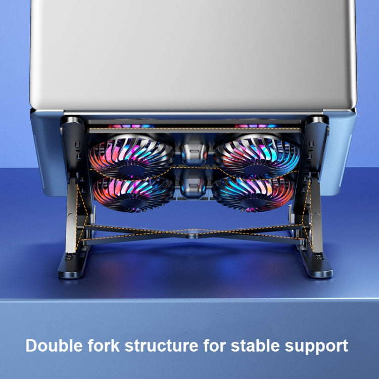 Laptop Radiator Bracket Folding Storage Air-cooled Cooling Base,Style: Double Fan - Computer & Networking by buy2fix | Online Shopping UK | buy2fix