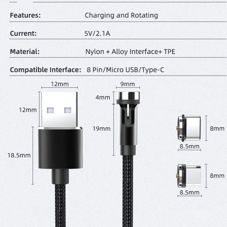 CC56 8Pin Magnetic Interface Dust Plug Rotating Data Charging Cable, Cbale Length: 1m(Red) -  by buy2fix | Online Shopping UK | buy2fix