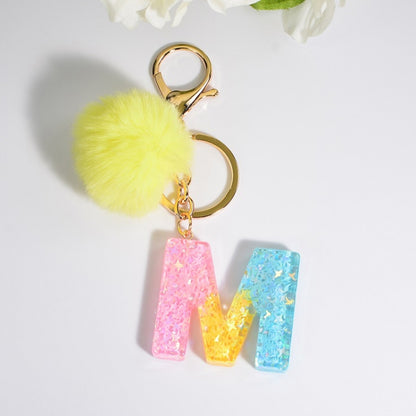 2 PCS Crystal Epoxy Rainbow Color Keychain Hair Ball Ladies Bag Pendant(M) - In Car by buy2fix | Online Shopping UK | buy2fix