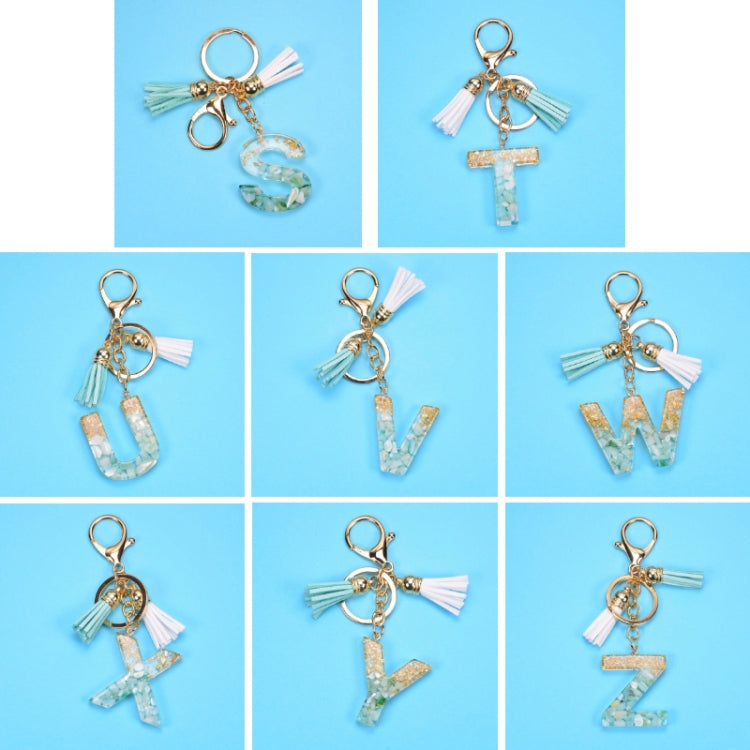 2 PCS Gold Foil English Letter Tassel Keychain Bag Decoration Pendant(X) - In Car by buy2fix | Online Shopping UK | buy2fix