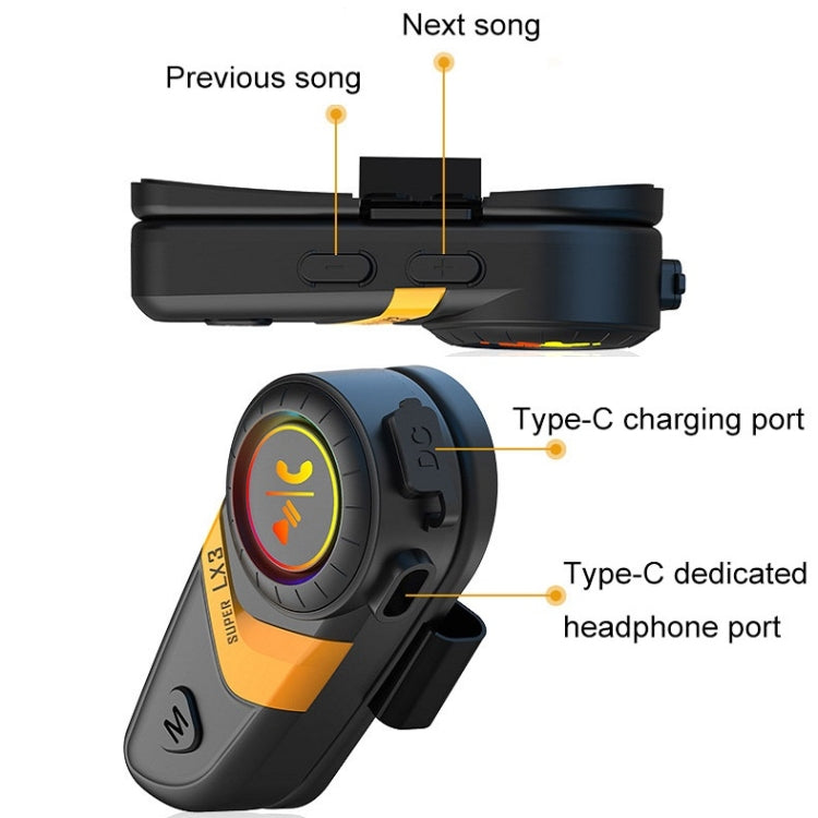 Motorcycle Helmet Call Music Navigation Bluetooth Headset, Color: Yellow(Soft Pipe Microphone) - Consumer Electronics by buy2fix | Online Shopping UK | buy2fix