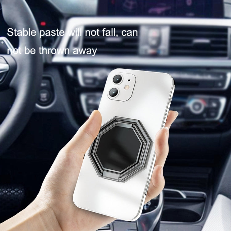 Metal Ring Buckle Live Rotating Magnetic Suction Car Desktop Tablet Folding Phone Bracket(Silver) - Desktop Holder by buy2fix | Online Shopping UK | buy2fix