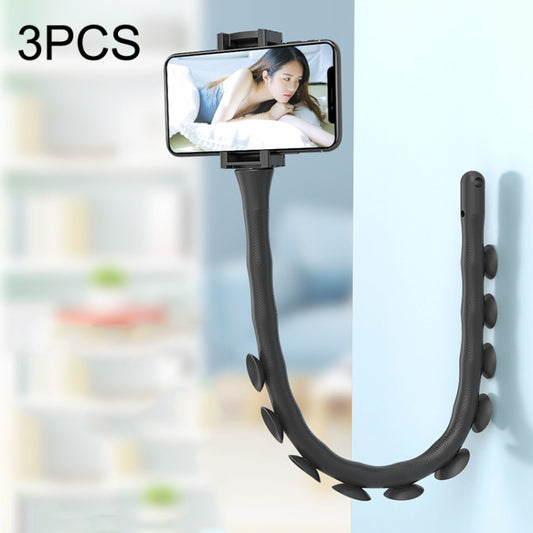 3PCS Caterpillar Mobile Phone Stand Magic Suction Cup Bedside Desktop Bracket(Ink Black) - Lazy Bracket by buy2fix | Online Shopping UK | buy2fix