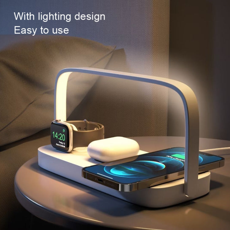 UD10 Mobile Phone Wireless Charger With Small Night Light, For iPhone&iWatch&AirPods(White) - Multifunction Charger by buy2fix | Online Shopping UK | buy2fix