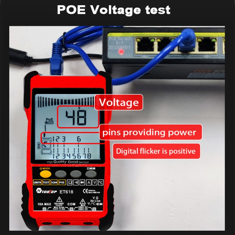 ET616  Rechargeable Adjustable Network Cable Tester Wire Tracker POE Cable Tester (Red) - Current & Voltage Tester by buy2fix | Online Shopping UK | buy2fix