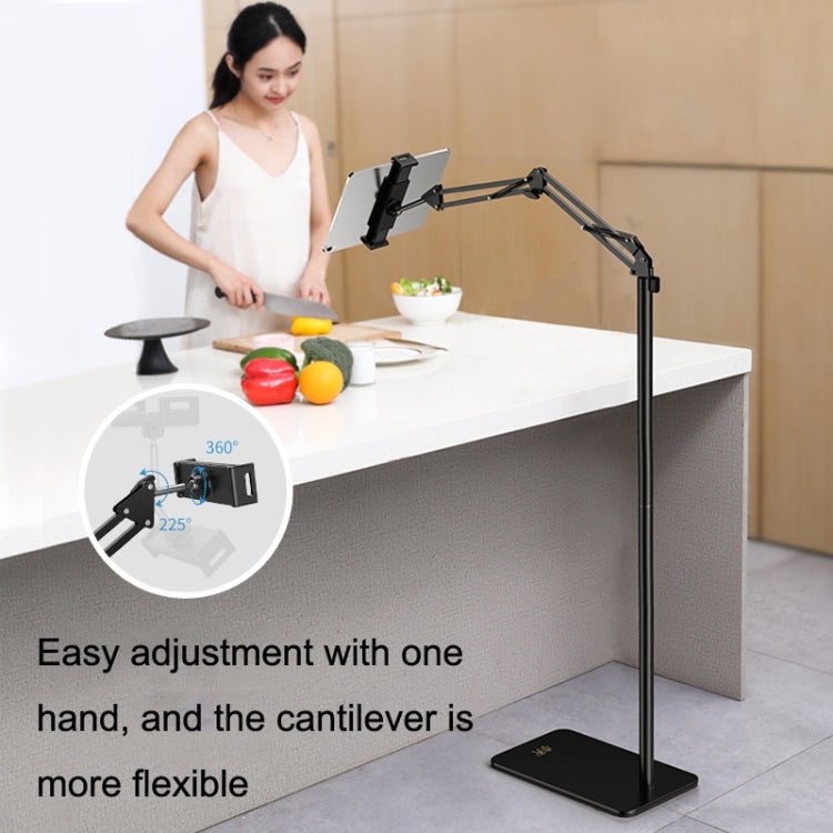 SSKY L10 Home Cantilever Ground Phone Holder Tablet Support Holder, Style: Fixed+Phone Clip+Desktop Clip (Black) - Lazy Bracket by SSKY | Online Shopping UK | buy2fix