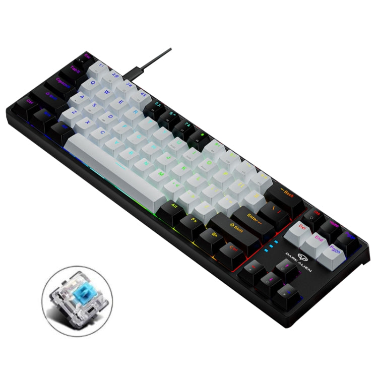 Dark Alien K710 71 Keys Glowing Game Wired Keyboard, Cable Length: 1.8m, Color: Black White Green shaft - Wired Keyboard by Dark Alien | Online Shopping UK | buy2fix