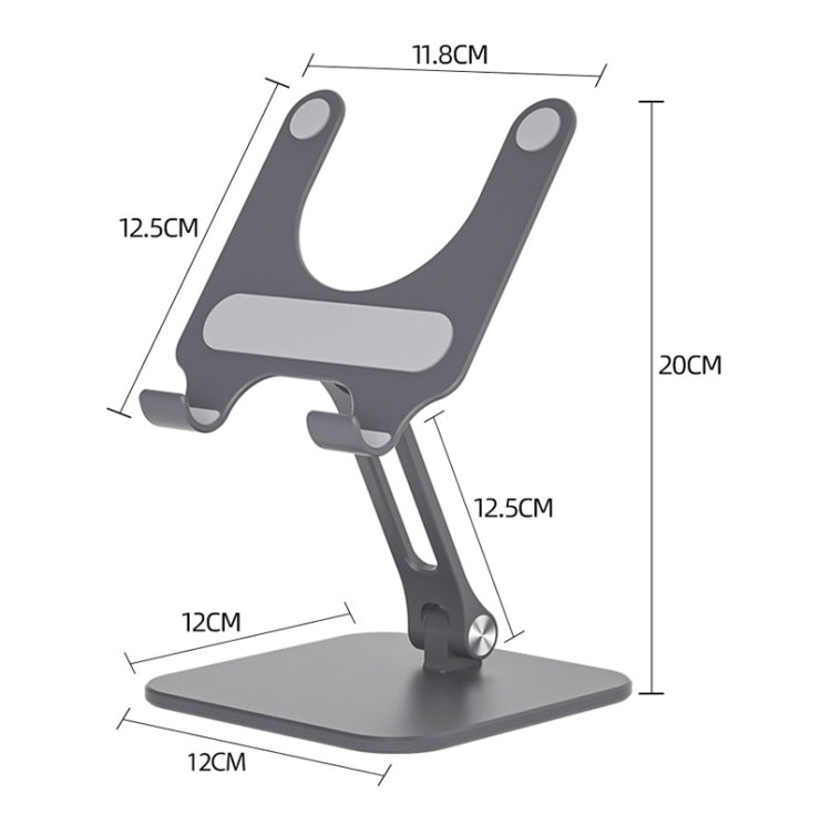 Tablet PC Phone Desktop Stand Lift Folding Aluminum Double Rod Support Frame(Space Gray) - Desktop Holder by buy2fix | Online Shopping UK | buy2fix