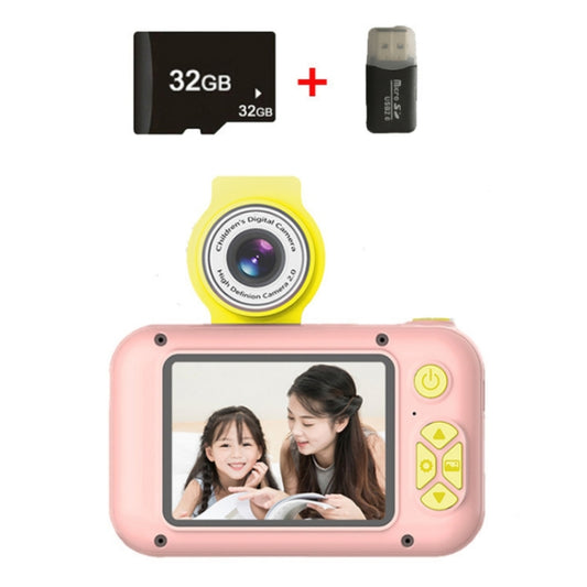 X101 Mini HD Lens Reversible Child Camera, Color: Pink+32G+Card Reader - Consumer Electronics by buy2fix | Online Shopping UK | buy2fix