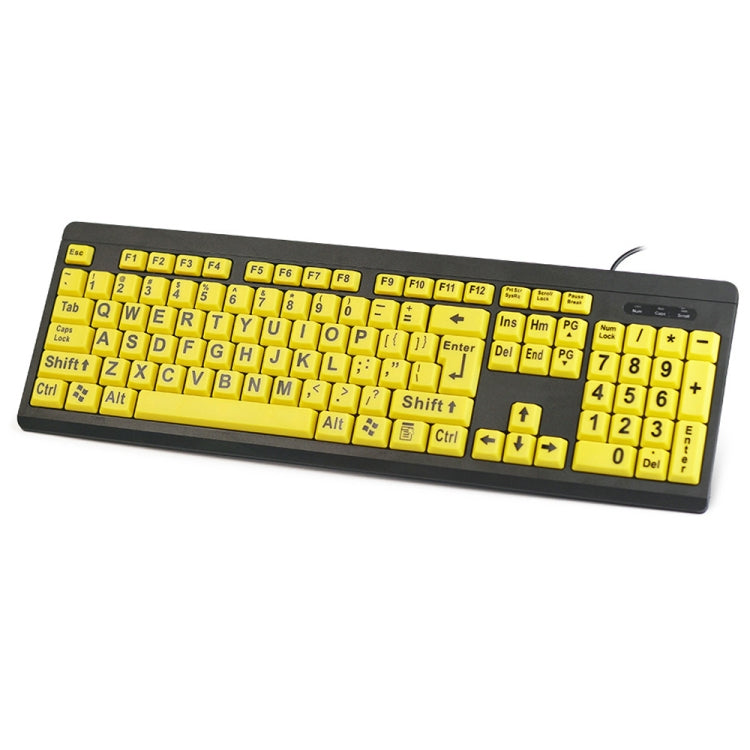 T801 104 Keys Special People Children Old Man Big Letters USB Wired Keyboard, Cable Length: 1.38m(Yellow) - Wired Keyboard by buy2fix | Online Shopping UK | buy2fix